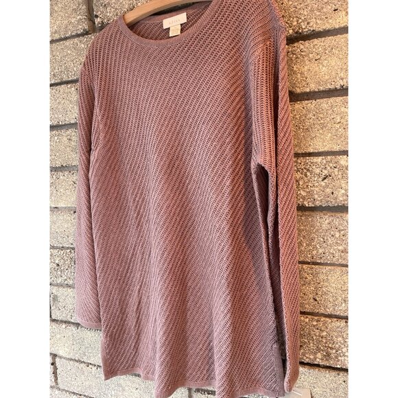 J. Jill Mauve Knit 100% Linen Sweater Top L Womens Long Sleeve Lightweight - Picture 2 of 10